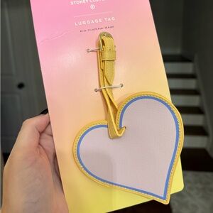 Stoney Clover Lane Heart Luggage Tag with Yellow and Blue
